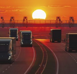 Electric Tesla Semi on the highway